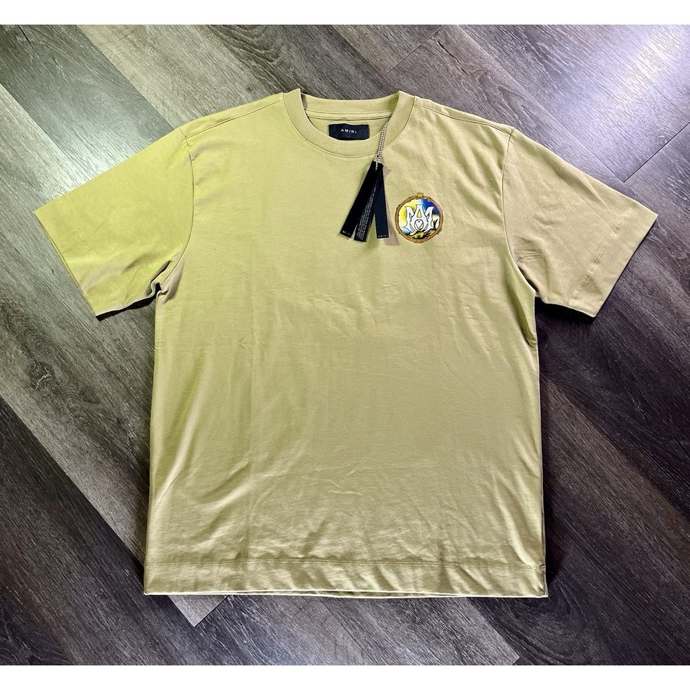 Amiri Sun Landscape Shirt Mens XL Beige Logo Graphic Tee T-Shirt Made USA